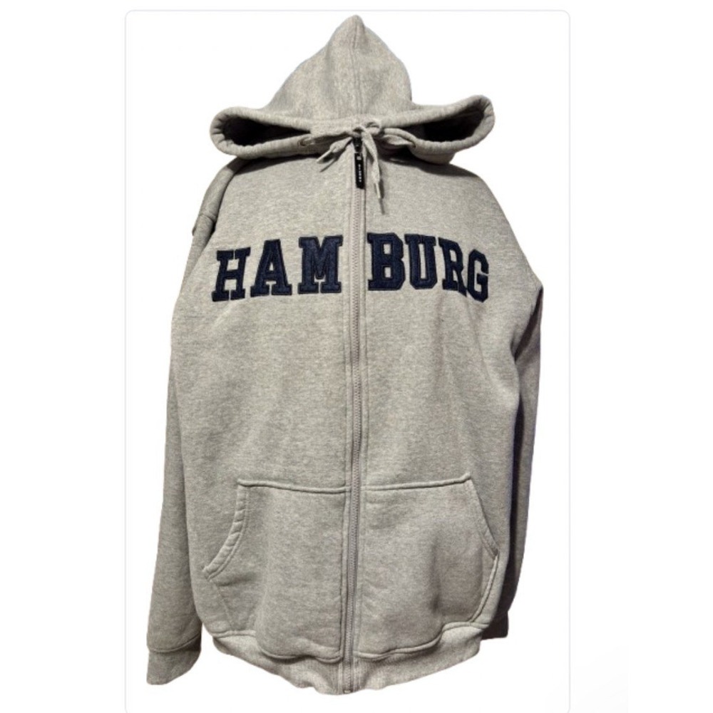Hamburg‎ XXL Gray Hoodie by Simran Kangaroo Pocket Full Zipper EUC
